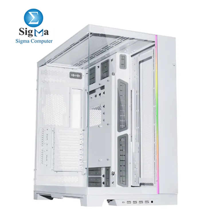 Lian Li O11 DYNAMIC EVO XL White Full-tower case with tempered glass  supports E-ATX motherboards  up to 3x 420mm radiators  11 fans  7 drives  GPU clearance 460mm  dual-chamber design  multiple I O ports.