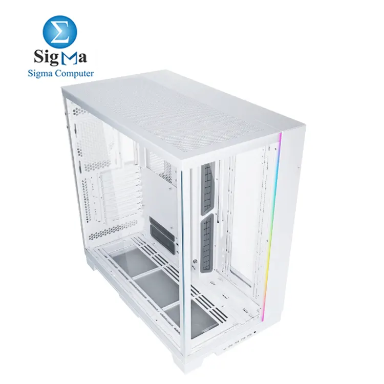 Lian Li O11 DYNAMIC EVO XL White Full-tower case with tempered glass  supports E-ATX motherboards  up to 3x 420mm radiators  11 fans  7 drives  GPU clearance 460mm  dual-chamber design  multiple I O ports.