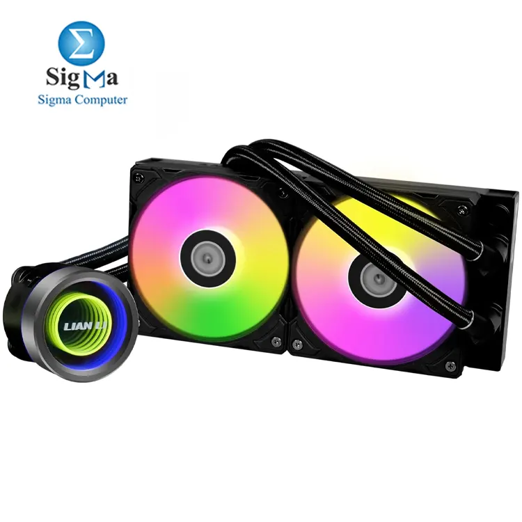 Lian Li Galahad II Trinity 240MM High-performance AIO cooler with 3200 RPM pump 240mm radiator 120mm ARGB fans 79.9 CFM airflow low noise and Intel AMD socket compatibility. Lian Li Galahad II Trinity 240MM High-performance AIO cooler with 3200 RPM pump 240mm radiator 120mm ARGB fans 79.9 CFM airflow low noise and Intel AMD socket compatibility.