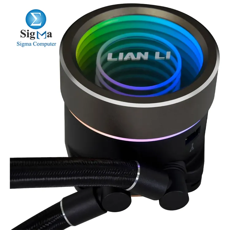 Lian Li Galahad II Trinity 240MM  High-performance AIO cooler with 3200 RPM pump  240mm radiator  120mm ARGB fans  79.9 CFM airflow  low noise  and Intel AMD socket compatibility.