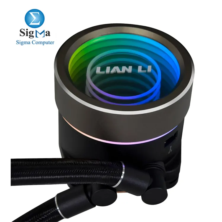 Lian Li GA II TRINITY SL-INF 240MM: 3200 RPM pump, 240mm radiator, 2100 RPM ARGB fans, 61.3 CFM airflow, compatible with Intel LGA1700/1200/115x and AMD AM5/AM4 sockets.