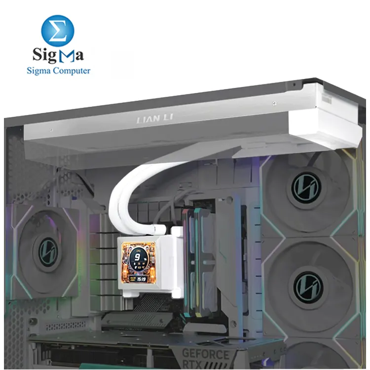 Lian Li HydroShift LCD 360 AIO White – 360mm liquid cooler with 2.88” IPS LCD, quiet high-performance pump, UNI FAN TL fans, and support for Intel LGA 1700 & AMD AM5/AM4.