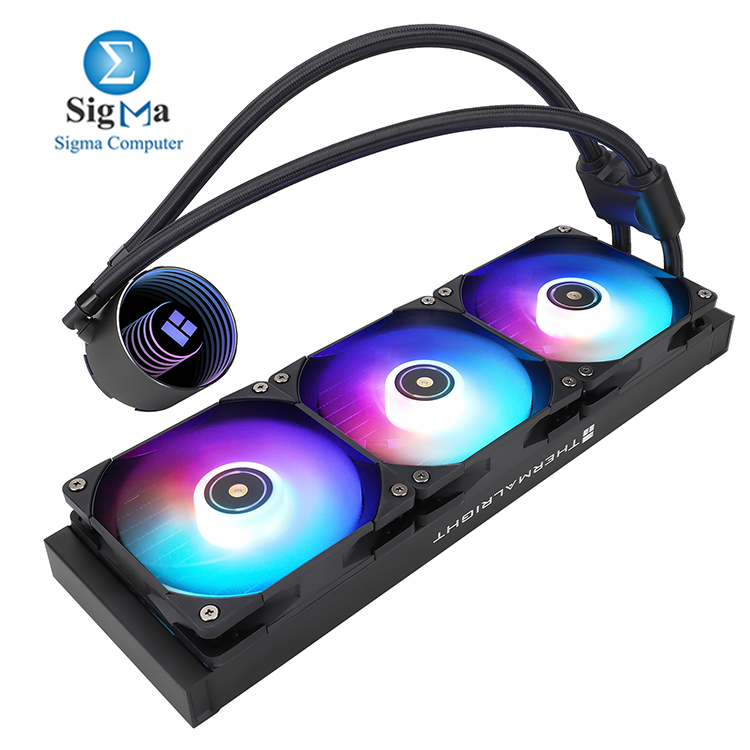 Thermalright Frozen Notte 360 Black ARGB V2     360mm liquid cooler with 3  120mm ARGB PWM fans  copper base  5300RPM pump  S-FDB bearings  supports Intel LGA 1851 1700 1200 115X 2011 and AMD AM4 AM5.