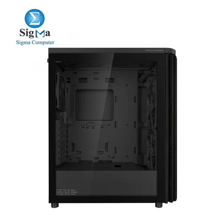 ASUS ProArt PA401 Wood Edition – ATX case with 2x160mm front fans, USB-C Gen 2x2, up to 315mm GPU, 240mm top radiator, and built-in PWM fan hub.