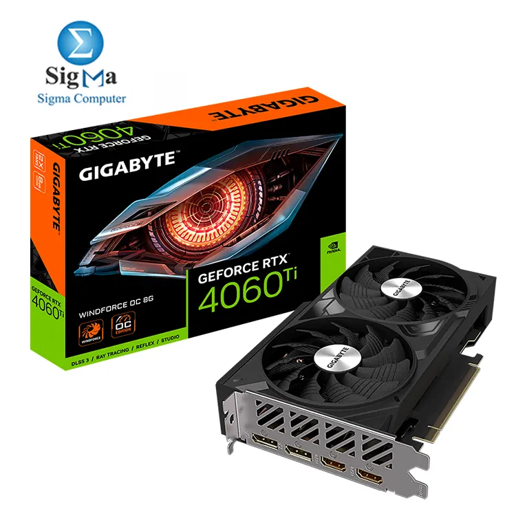 Gigabyte GeForce RTX 4060 Ti WINDFORCE OC 8G 8GB GDDR6 2550MHz WINDFORCE cooling PCIe 4.0 1x8-pin Gigabyte GeForce RTX 4060 Ti WINDFORCE OC 8G 8GB GDDR6 2550MHz WINDFORCE cooling PCIe 4.0 1x8-pin