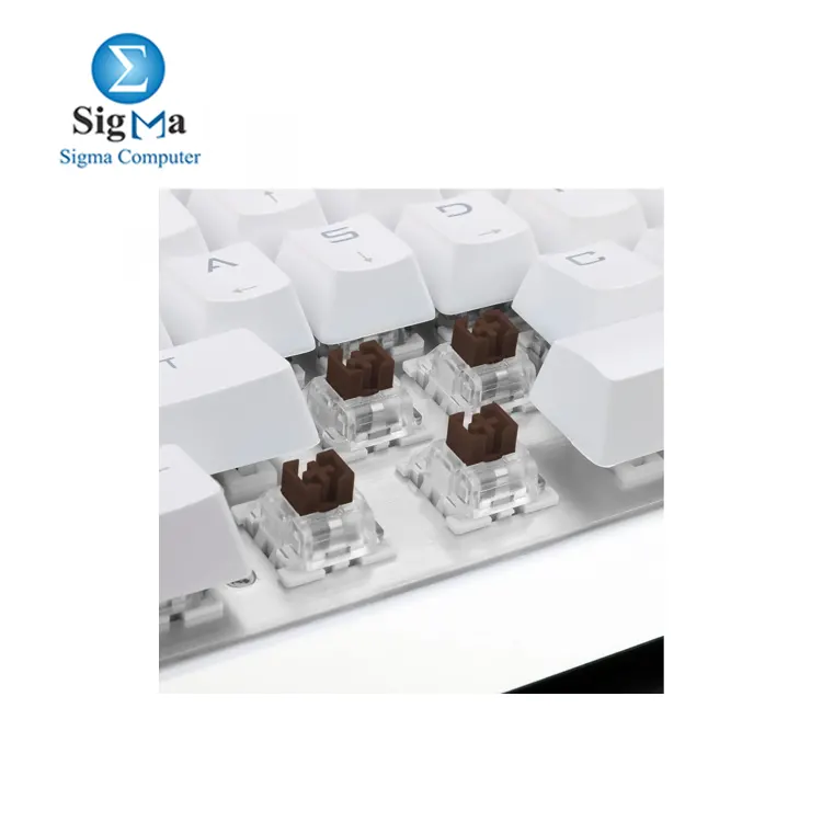 Redragon KG010     Full-size mechanical keyboard with quiet Brown switches  white LED backlight  anti-ghosting  and durable aluminum construction.