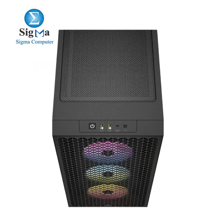 Corsair 3000D RGB AIRFLOW Mid-Tower PC Case     includes 3 AR120 RGB fans  supports up to 8x120mm fans  360mm GPU   radiator  tempered glass side panel  and high-airflow front panel.