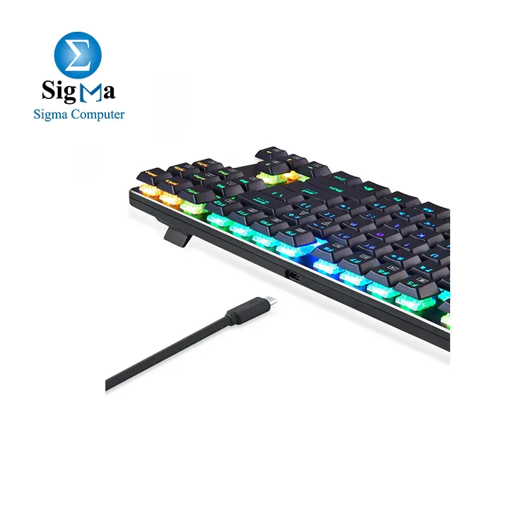 EagleTec KG060-BR RGB LED Backlit Mechanical Gaming Keyboard Low Profile Mechanical Gamers Keyboard 87 Key Metal Mechanical Computer USB Gaming Keyboard for PC Quiet  Black 