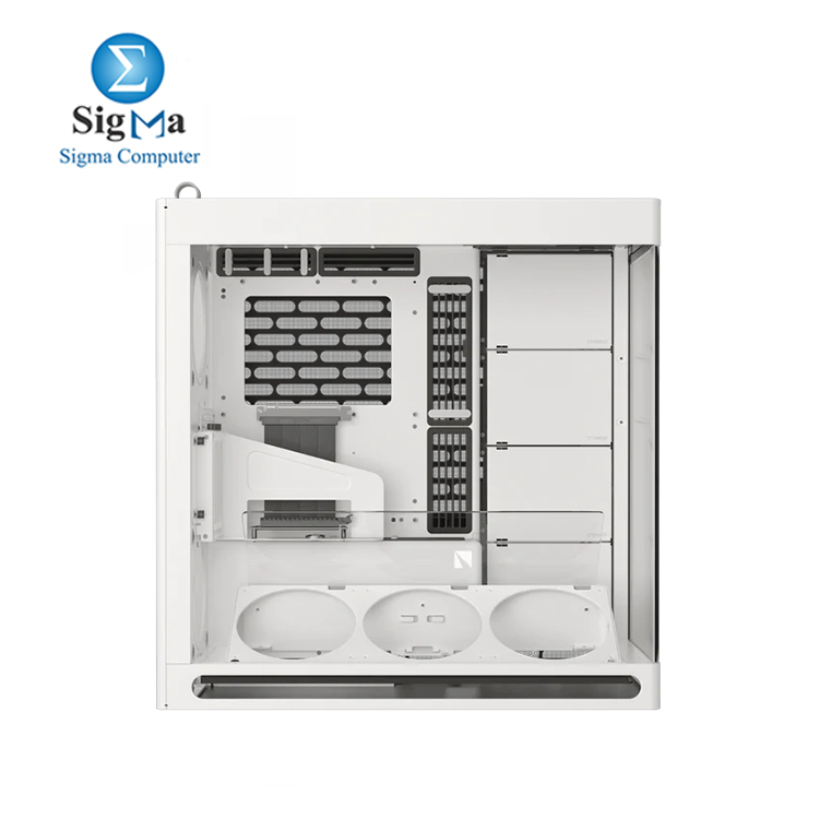 HAVN HS 420 VGPU White       Dual-chamber mid tower with PCIe 5.0 riser  supports E-ATX  vertical GPU  dual 420mm radiators  panoramic glass panel  and up to 11 fans.