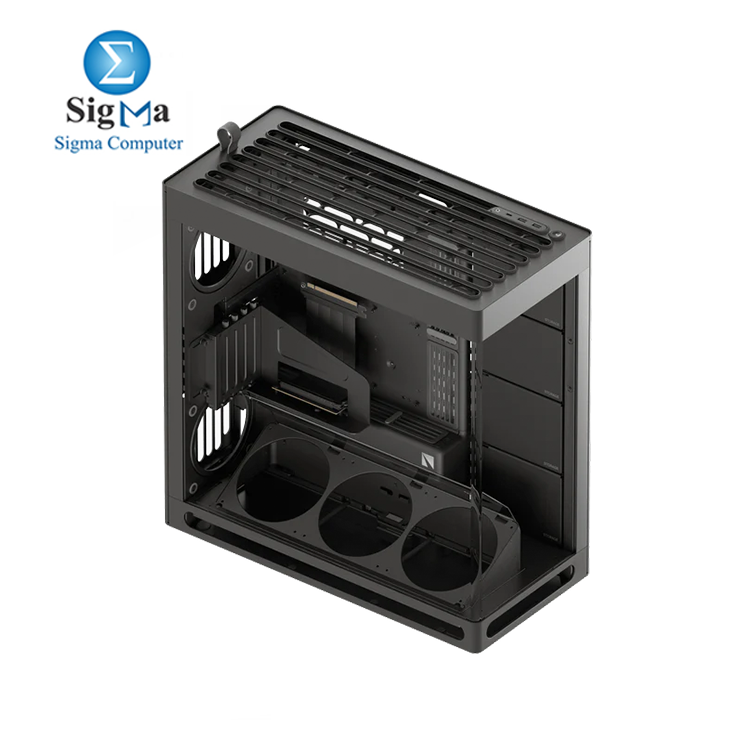 HAVN HS 420 VGPU Black     Premium dual-chamber mid tower by HAVN  supports E-ATX  vertical GPU with Gen 5.0 riser  up to 11 fans  dual 420mm radiators  and panoramic curved glass panel.