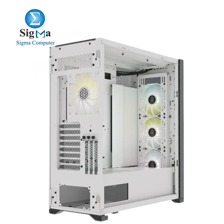 Corsair iCUE 7000X RGB White     Full-Tower case with support for E-ATX  up to 3x 360mm radiators  450mm GPU  190mm CPU cooler  4x RGB fans  and tempered glass panels.