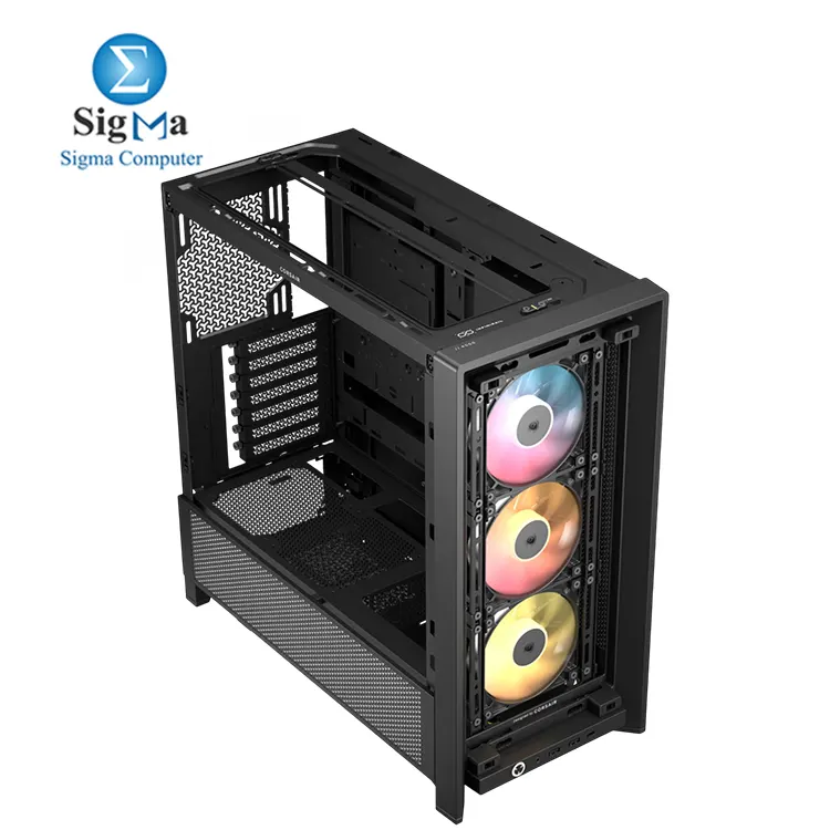CORSAIR FRAME 4000D RS ARGB     Modular mid-tower case with 3x ARGB fans  360mm radiator support  GPU anti-sag arm  and reverse connector motherboard compatibility.