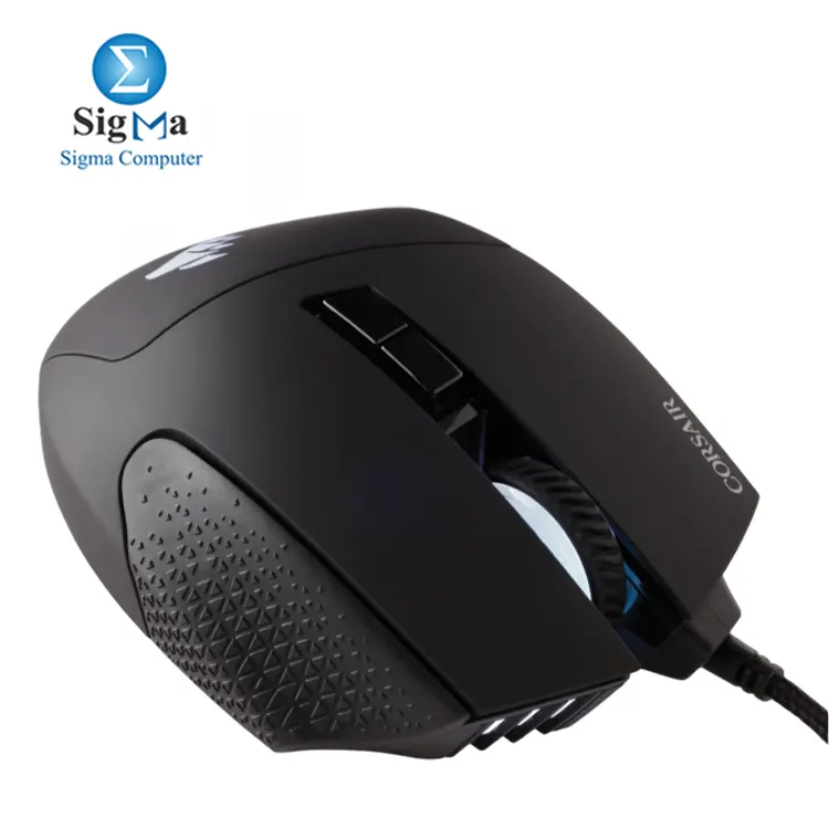 Corsair SCIMITAR RGB ELITE     MMO MOBA gaming mouse with 17 programmable buttons  18 000 DPI optical sensor  Key Slider     and 4-zone RGB lighting.