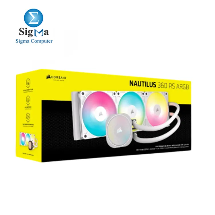 Corsair NAUTILUS 360 RS ARGB – 360mm liquid cooler with 3x ARGB PWM fans, copper cold plate, Intel & AMD socket support