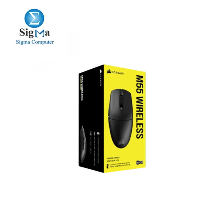 CORSAIR M55 WIRELESS – 60g, Optical Sensor, 24,000 DPI, Dual Wireless (SLIPSTREAM & Bluetooth), Up to 400hrs Battery, Universal Grip.