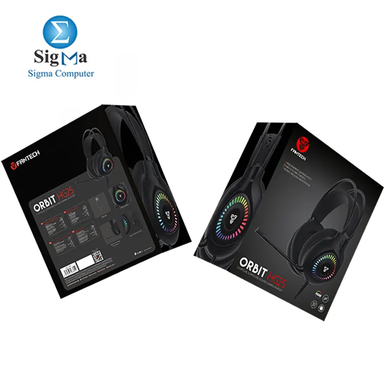 FANTECH ORBIT HG25 7.1 virtual surround sound gaming headset with RGB lighting  50mm drivers  noise-canceling mic  USB wired connection 