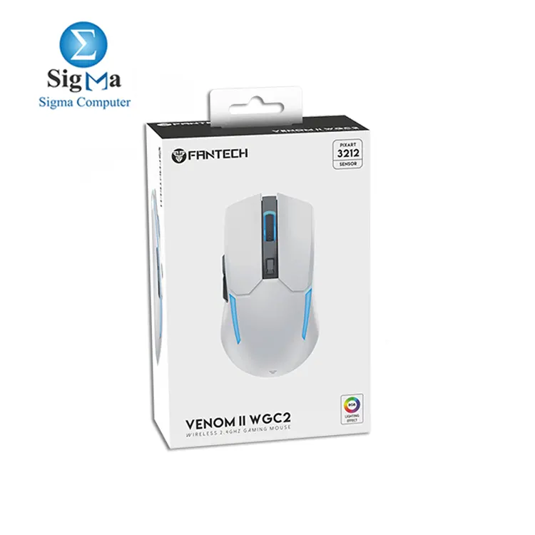 FANTECH VENOM II WGC2  Wireless gaming mouse with Pixart 3212 sensor  800-2400DPI  RGB lighting  and Huano 20M switches.