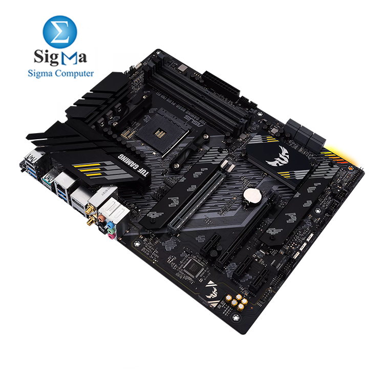 ASUS TUF GAMING B550-PLUS WIFI II     AM4 ATX motherboard with PCIe 4.0  Wi-Fi 6  2.5G LAN  Dual M.2  USB 3.2 Gen 2  and Aura Sync RGB.