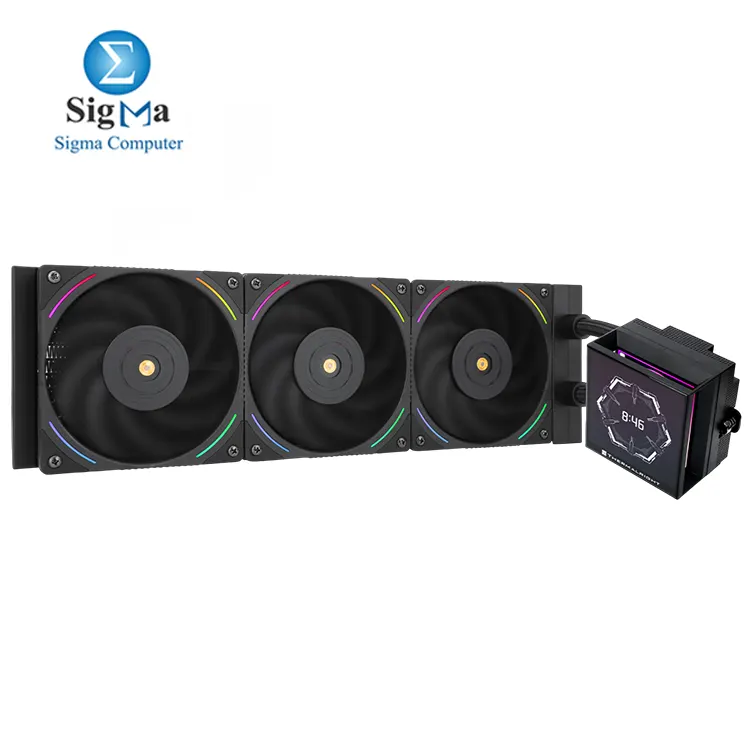 Thermalright Hyper Vision 360 ARGB Black     360mm AIO  6400 RPM pump  aluminum radiator  3x 120mm fans  2150 RPM  69 CFM  27 dBA   4-Pin PWM   3-Pin 5V ARGB