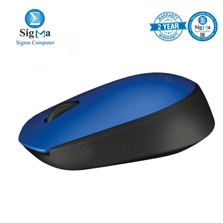 Logitech M171 Wireless Mouse Blue Black     1000 DPI  2.4GHz wireless  3 buttons  12-month battery  USB receiver - 910-004640