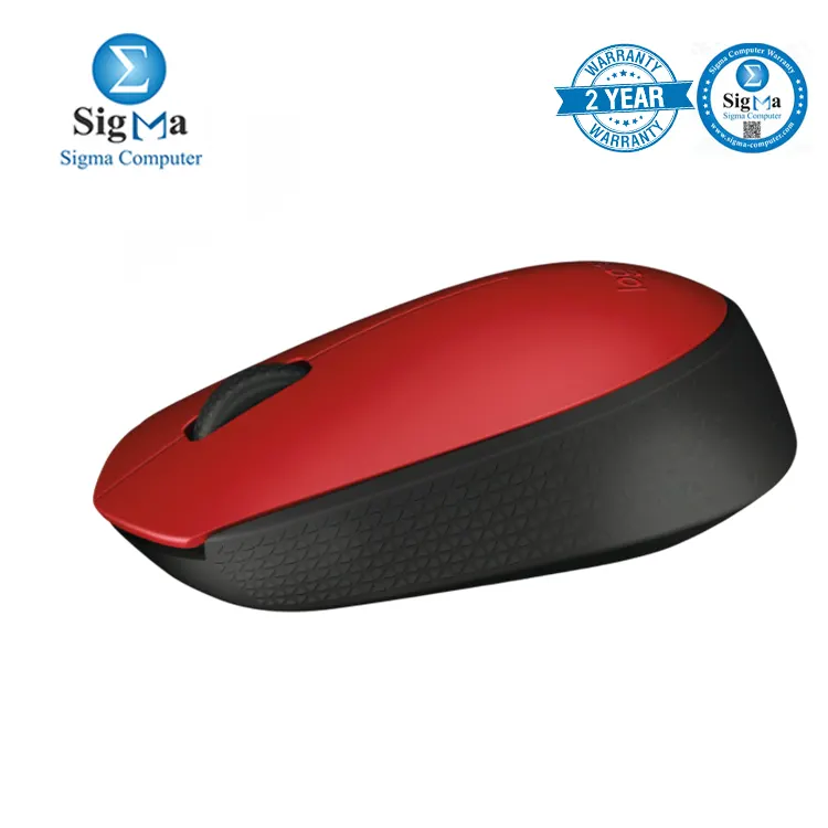 Logitech M171 Wireless Mouse Red Black 1000 DPI 2.4GHz wireless 3 buttons 12-month battery USB receiver - 910-004641