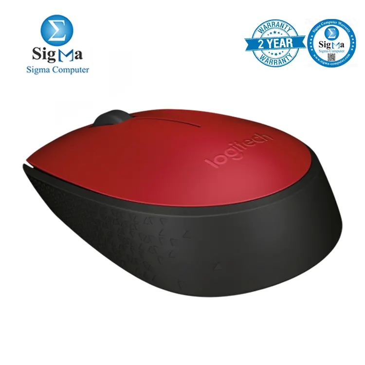 Logitech M171 Wireless Mouse Red Black 1000 DPI 2.4GHz wireless 3 buttons 12-month battery USB receiver - 910-004641
