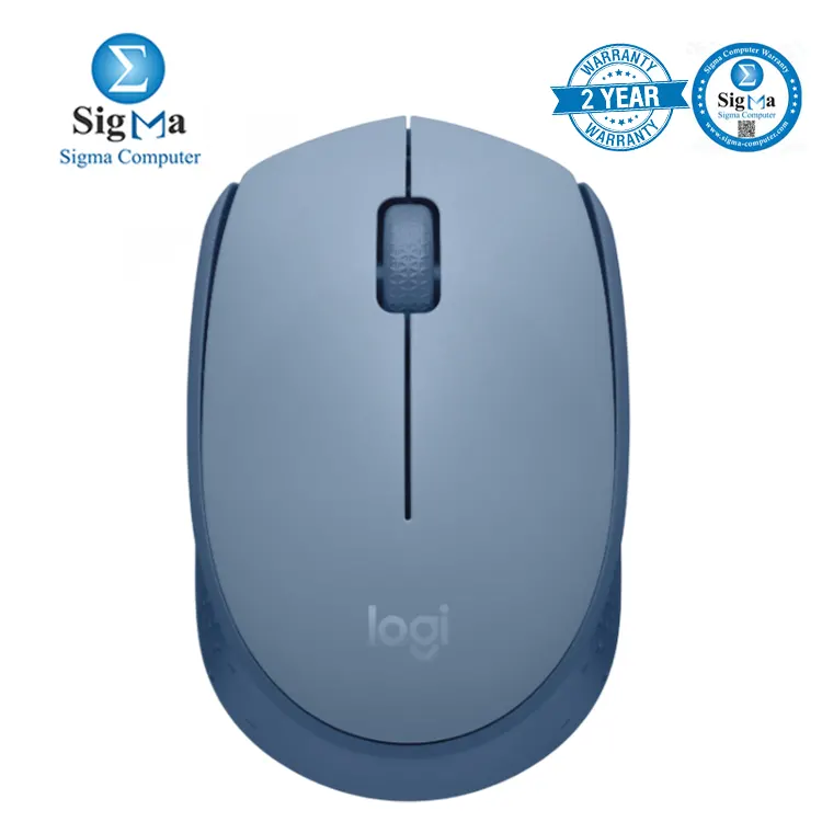 Logitech M171 Wireless Mouse Blue Gray 1000 DPI 2.4GHz wireless 3 buttons 12-month battery USB receiver - 910-006866