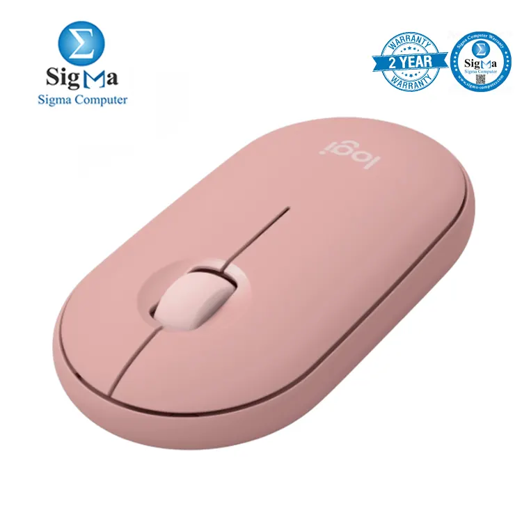 Logitech Pebble Mouse 2 M350s Tonal Rose Slim Bluetooth mouse with silent clicks 400 4000 DPI sensor multi-device pairing 24-month battery