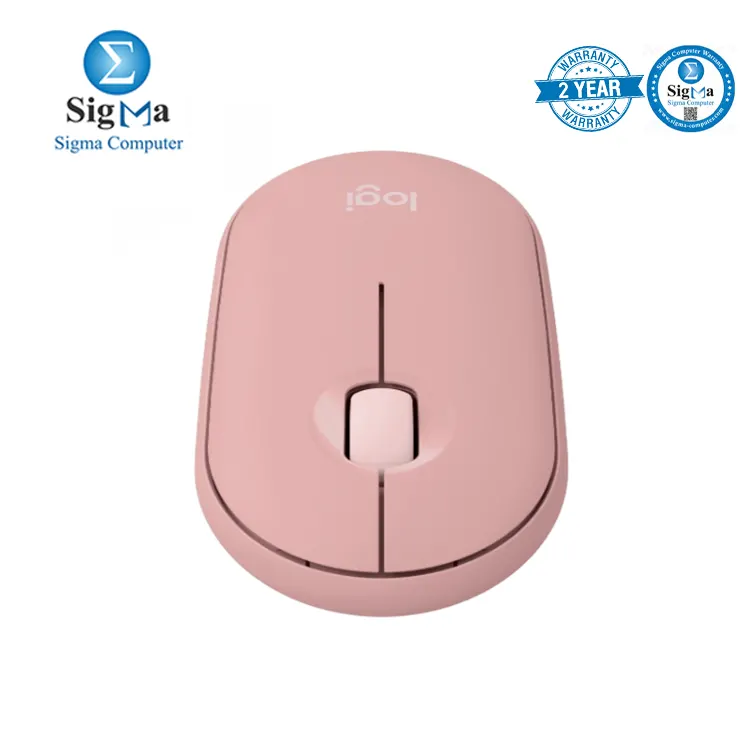 Logitech Pebble Mouse 2 M350s Tonal Rose Slim Bluetooth mouse with silent clicks 400 4000 DPI sensor multi-device pairing 24-month battery