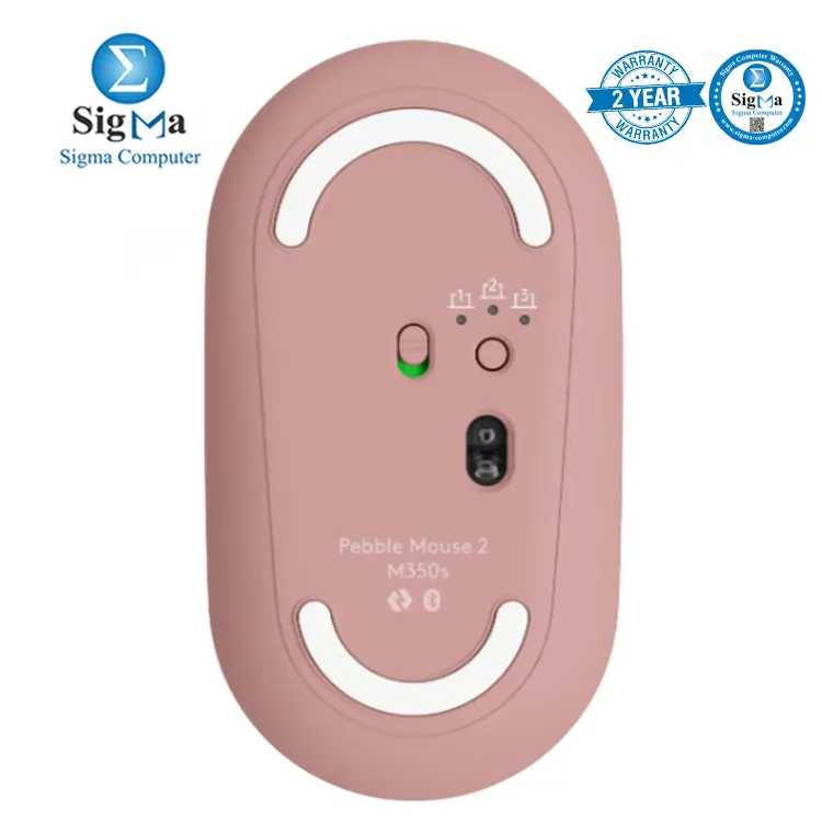 Logitech Pebble Mouse 2 M350s Tonal Rose Slim Bluetooth mouse with silent clicks 400 4000 DPI sensor multi-device pairing 24-month battery