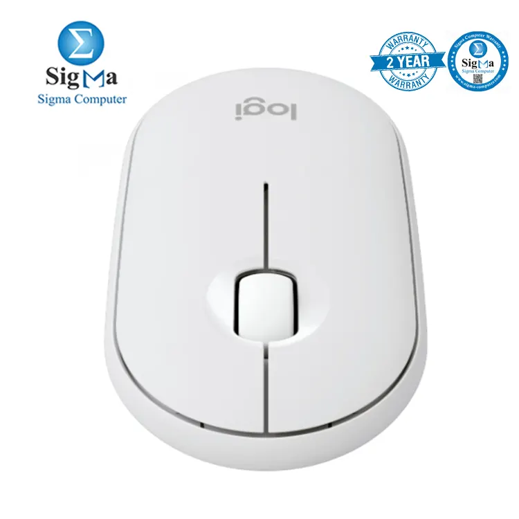 Logitech Pebble Mouse 2 M350s Tonal White Slim Bluetooth mouse with silent clicks 400 4000 DPI sensor multi-device pairing 24-month battery