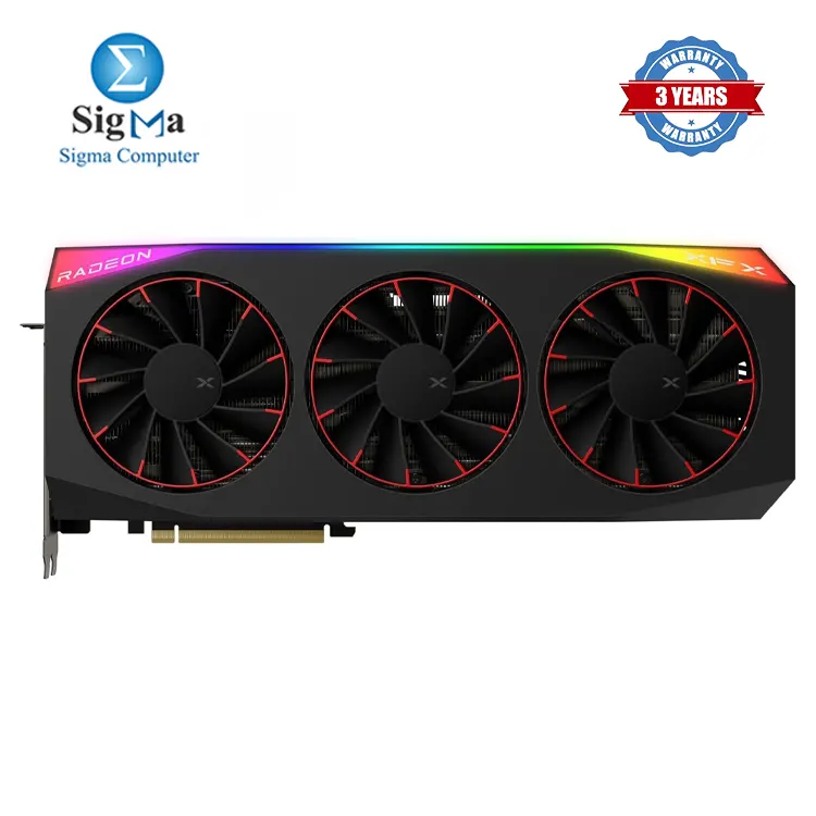 XFX Mercury AMD Radeon RX 9070XT OC Magnetic Air Edition with RGB     16GB GDDR6  3100MHz Boost  RDNA 4  64 CUs  PCIe 5.0  Triple Fan RGB  3x DP 2.1  1x HDMI 2.1  3x 8-pin Power.