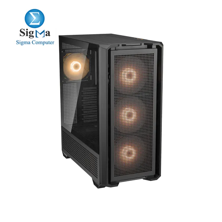 Cougar MX600 RGB: E-ATX mid-tower, 400mm GPU, 4 ARGB fans, up to 9 fans or dual 360mm radiators, USB-C, vertical GPU kit, tempered glass.