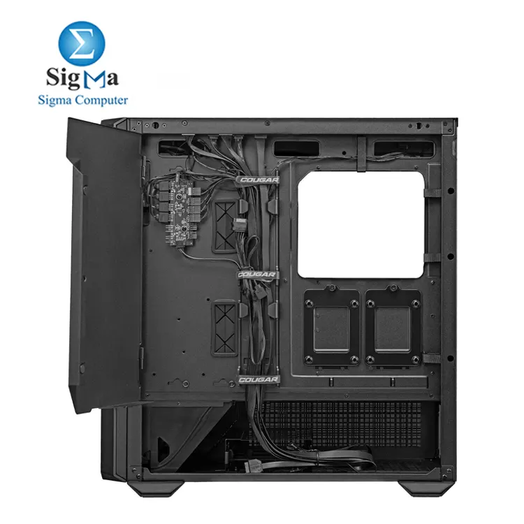 Cougar MX600 RGB: E-ATX mid-tower, 400mm GPU, 4 ARGB fans, up to 9 fans or dual 360mm radiators, USB-C, vertical GPU kit, tempered glass.