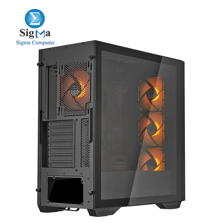 Cougar UNIFACE RGB Black – Mid Tower case with E-ATX support, 400mm GPU clearance, 4 pre-installed ARGB fans, USB-C, tempered glass, and 420mm radiator support.
