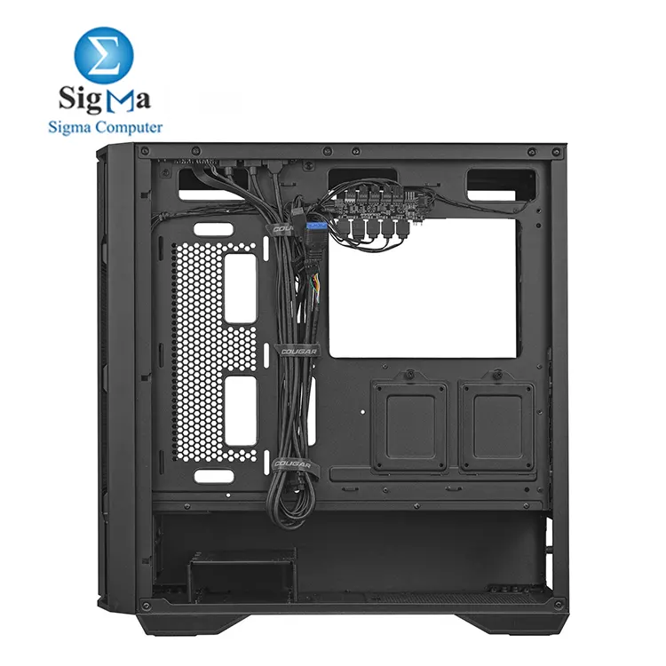 Cougar UNIFACE RGB Black – Mid Tower case with E-ATX support, 400mm GPU clearance, 4 pre-installed ARGB fans, USB-C, tempered glass, and 420mm radiator support.