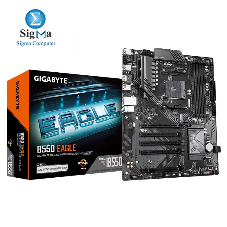 GIGABYTE B550 EAGLE AM4 Ryzen 5000 4000G 3000 support 4x DDR4 128GB 2x M.2 PCIe 4.0 HDMI 2.1 Realtek LAN Audio USB 3.2 Gen2 ATX. GIGABYTE B550 EAGLE AM4 Ryzen 5000 4000G 3000 support 4x DDR4 128GB 2x M.2 PCIe 4.0 HDMI 2.1 Realtek LAN Audio USB 3.2 Gen2 ATX.