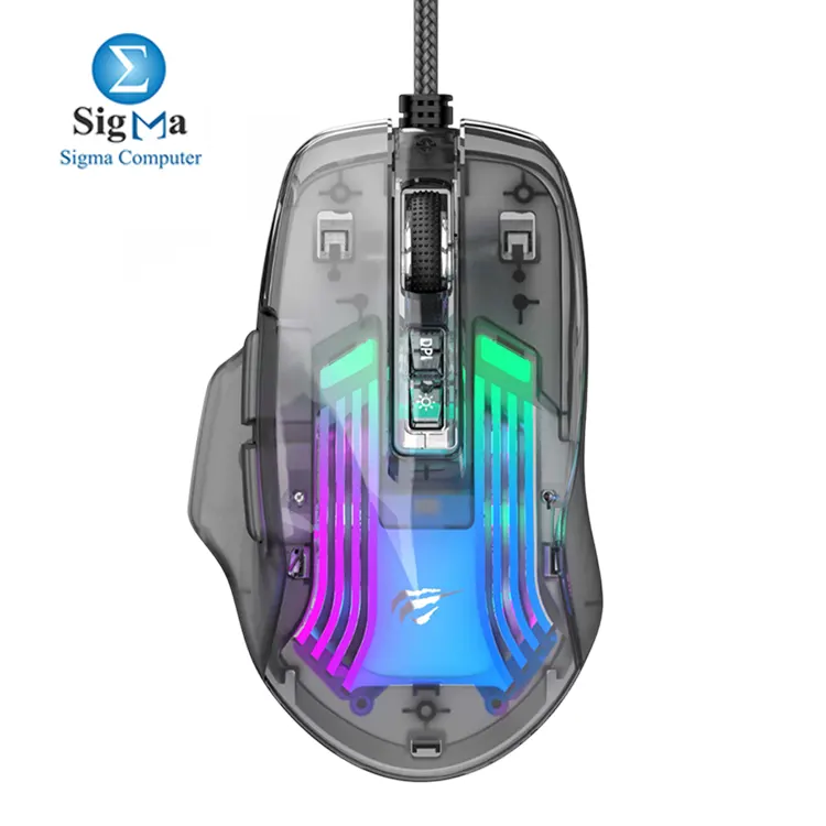 Havit MS1011SE 7 programmable buttons up to 7200 DPI RGB lighting A725F sensor 113g weight 1.5m USB cable. Havit MS1011SE 7 programmable buttons up to 7200 DPI RGB lighting A725F sensor 113g weight 1.5m USB cable.
