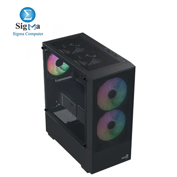 AeroCool B508A Flow Mid Tower Case supports ATX m-ATX Mini-ITX  340mm GPU  5 fans  tempered glass panel  paired with AeroCool LUX 550W 80Plus Bronze PSU with flat cables and silent 120mm fan.