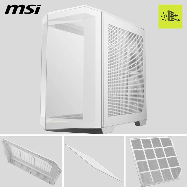 MSI MAG PANO M100L PZ   WHITE     Micro-ATX case with 270   panoramic glass  supports back-connect M-ATX  360mm top radiator  up to 10 fans  390mm GPU  and DIY-friendly design.