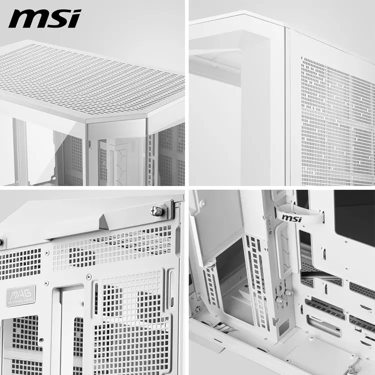 MSI MAG PANO M100L PZ   WHITE     Micro-ATX case with 270   panoramic glass  supports back-connect M-ATX  360mm top radiator  up to 10 fans  390mm GPU  and DIY-friendly design.